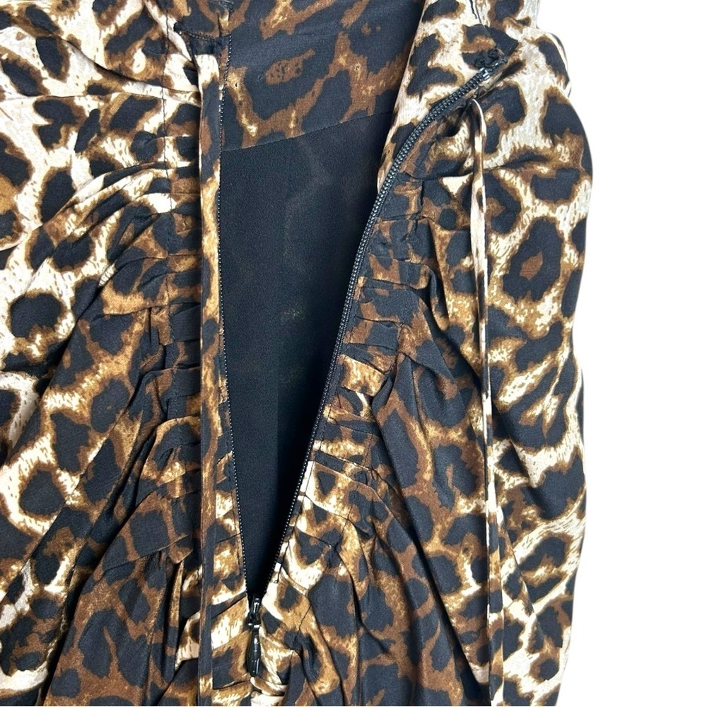 Veronica Beard - Women’s ‘Ari’ Leopard Silk Skirt, Ruched - Nude/Brown X-Small - Picture 13 of 17